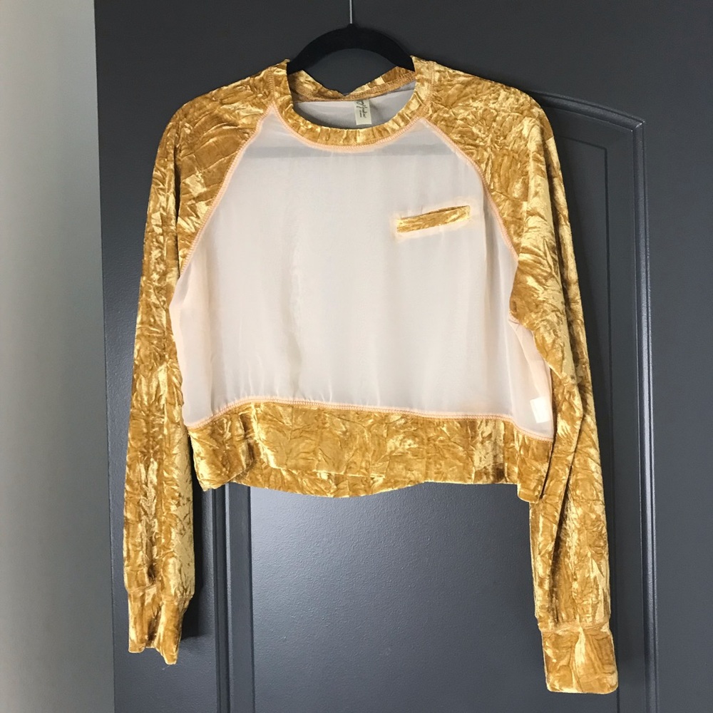 NWOT Gypsy Junkies crushed velvet and sheer top